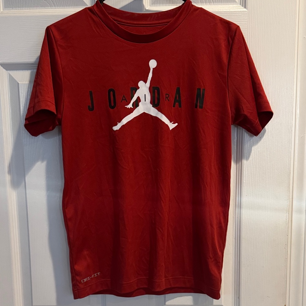 Jordan Red Dri Fit Short Sleeve Shirt Size Large